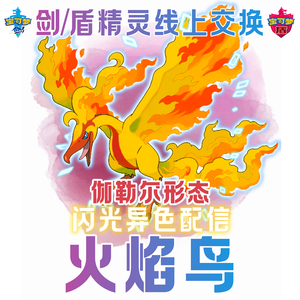 闪光伽勒尔火焰鸟 烈焰鸟 闪光火焰鸟宝可梦剑盾6v闪光配信神兽