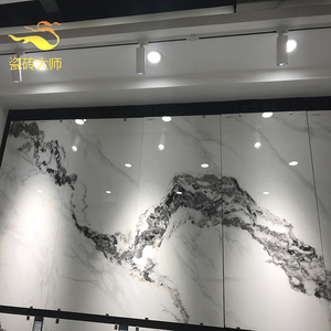 中式瓷砖白色水墨河客厅电视背景墙无限连纹800x1600防滑厨房地砖