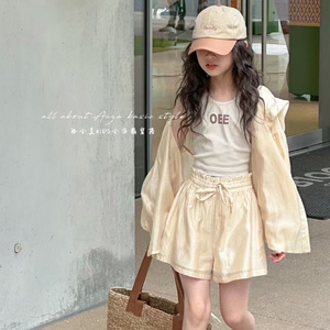 【三件套】女童防晒衣套装夏装2024新款韩国童装儿童时髦皮肤衣服