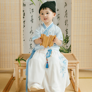 男童汉服春夏季改良交领宝宝古装两件套表演服男生中国风儿童唐装