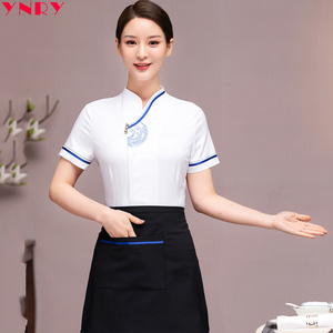 前厅服务员工作服女餐饮烤肉火锅店中餐厅食堂短袖男夏套装定制