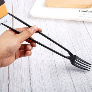 塑料叉筷黑色叉红色筷子独立包装叉子加筷子一次性塑料筷子长柄叉