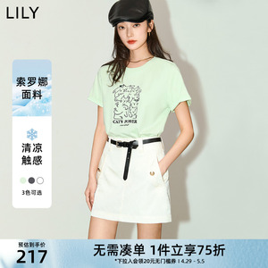【凉感呼吸Tee】LILY2024夏新款索罗娜薄荷曼波短袖复古小猫T恤女