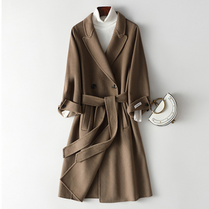 赫本风双面羊绒大衣女2020秋冬新款可可色高端呢子毛呢外套纯手工