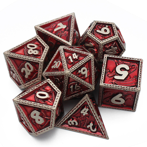 新款龙纹金属骰子龙与地下城dnd trpg克苏鲁coc跑团多面色子桌游