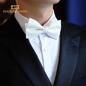 白色领结简约纯色蝴蝶结结婚婚礼男新郎伴郎象牙白复古英伦潮流