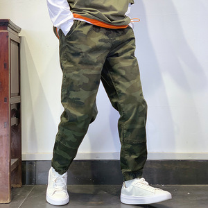 秋冬迷彩工装束脚裤男潮牌宽松纯棉日系潮流余文乐男士休闲小脚裤