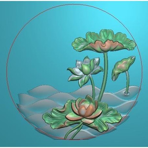 灰度图浮雕精雕图artcam玉雕木雕图电脑雕刻图翡翠山水牌荷花荷叶