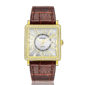 博朗尼 999银表男士正方形法穆金典 防水手表 纯银石英男表