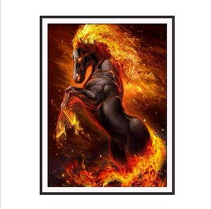 火焰马烈火骏马5d钻石画全贴满钻十字绣客厅欧式画烈火骏马新款画