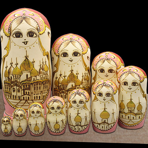 俄罗斯套娃10正品 手工品族工艺品摆件儿童礼物