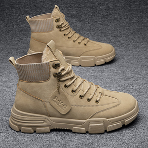 高帮劳保男鞋秋季2021年新款潮流工作工地防水工装休闲马丁鞋男鞋