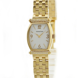 爱彼18k黄金镶钻女表石英女士手表二手表瑞士原装正品98新