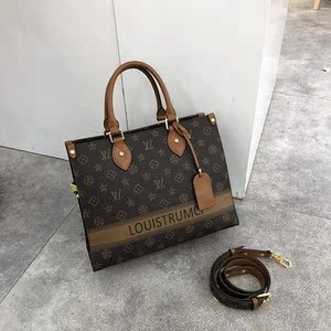 路易传祺女包2020新款正品手提包印花拼色两面包上班公文斜挎包