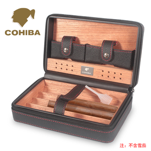 古巴便携式雪茄盒 高希霸旅行雪茄保湿盒 进口雪松木皮套收纳包