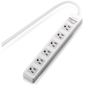 日本elecom电源插座排插接线板 3孔3pin 独立开关可控 6口2.5米