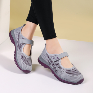 足力健老人鞋夏款女鞋平底运动凉鞋中老年轻便软底方口老北京布鞋