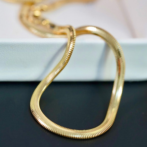 宝帝乐意大利加粗18k黄金软扁蛇骨链欧美风闪亮质感男女款 锁骨链