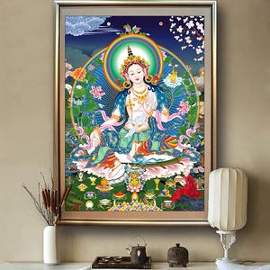 新款印花dmc线绣十字绣 人物像 度母法会 安乐柔善度母