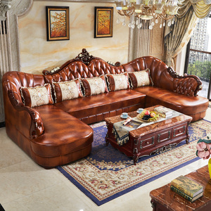 欧式真皮沙发组合U型双贵妃头层牛皮小户型简欧客厅皮艺美式家具