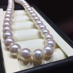 天然珍珠项链媲美日本akoya海水南珠送妈妈项链圆-正圆 强-极强光