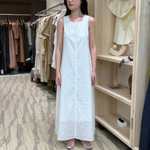 东大门女装2024新款无袖连衣裙白色长裙吊带背心裙显瘦小个子裙子