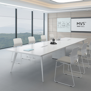 会议室长方形白色会议桌长条桌培训桌办公桌椅组合接待桌简约现代