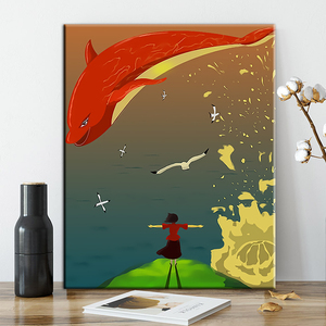 数字油画大鱼海棠动漫卡通diy减压手绘填色油彩装饰画客厅卧室房