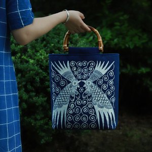 寨上草木染 蜡染手提包贵州苗族蓝染女士包包中国风复古礼品文创