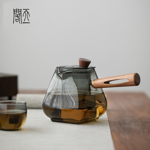 天一閣丨日式木把玻璃煮茶壶加厚耐高温蒸煮茶器泡茶壶电陶炉加热