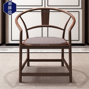 丽维拉家具 新中式实木休闲椅 现代简约中式禅意餐厅餐椅布艺茶椅