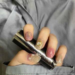 指甲贴片网红爆款闪闪发光玻璃纸碎钻美甲成品可穿戴式手工光疗甲