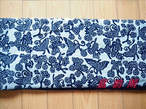 乌镇蓝印花布手工布料白底蓝花新款植物印染蝴蝶全棉布(蝶恋)