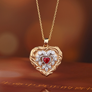 p1 中坦匠语【彩宝潮流款式】42分心形缅甸vivid red红宝石吊坠