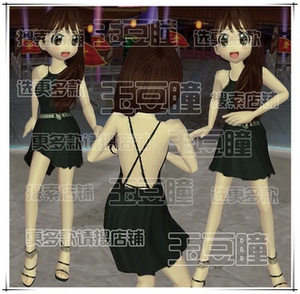 劲舞团女装搭配衣服头发连衣裙鞋美露背yy黑色性感套装 永久拍6