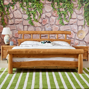 实木床全实木双人床现代中式硬板床柏木床1.8米原生态民宿家具