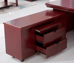 实木皮老板桌活动副柜台矮文件柜移动落地储物柜放打印机带轮柜子
