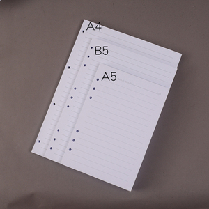 纯白色活页纸a4/b5/a5活页本替芯30孔/6/4/9孔宽行距10mm横线