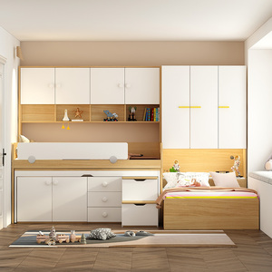 儿童半高床多功能衣柜一体带书桌储物小户型组合床上床下桌