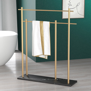 轻奢大理石卫生间落地式浴缸边毛巾架浴巾架可移动浴室置物架