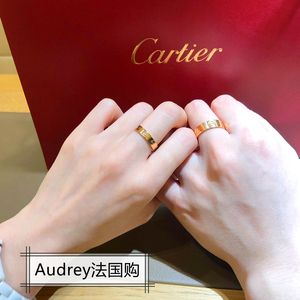 cartier/卡地亚戒指love经典款18k玫瑰金宽窄版情侣对戒男女婚戒
