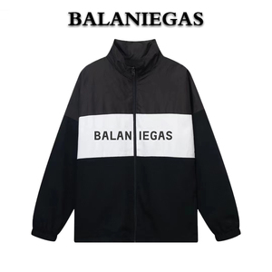 Balaniegas   B家冲锋衣男女款秋季经典黑色拼接字母立领夹克外套