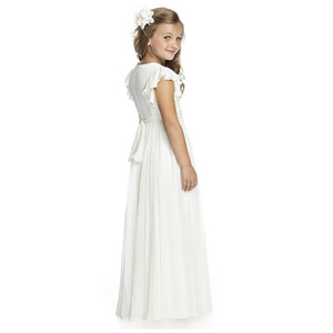 女童连衣裙欧美风夏儿童婚纱礼服女孩演出钢琴比赛白色雪纺公主裙