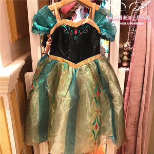 香港迪士尼乐园 冰雪奇缘安娜公主礼服裙子 演出服礼连衣裙
