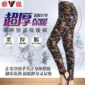 雅鹿中老年羊毛裤保暖裤加绒加厚修身护膝保暖女秋冬季线裤棉裤