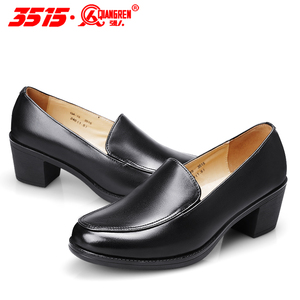 强人3515新款女式皮鞋真皮职业正装女鞋单款女工装皮鞋高跟牛皮革
