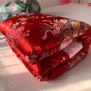 老式丝绸被套包边织锦软缎被罩绸缎大红结婚复古龙凤纯棉鸳鸯被面