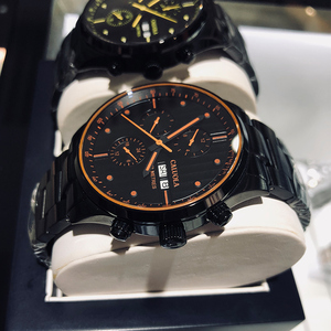 卡罗莱男表全自动机械表皮带黑色钢带男士手表时尚正品款2023新款