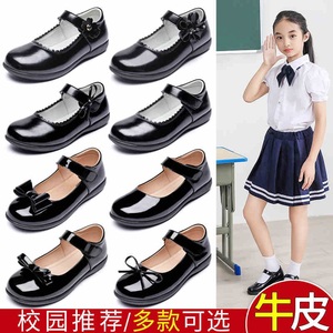 深圳新款女童黑色皮鞋舞蹈小学生礼服演出表演十岁公主鞋儿童真皮