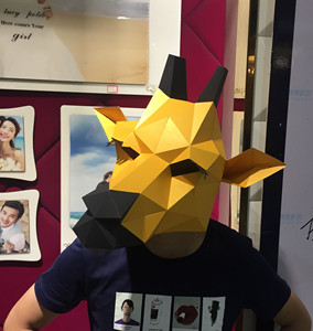 长颈鹿动物纸模头套成人手工diy搞怪面具材料包聚会演出表演道具